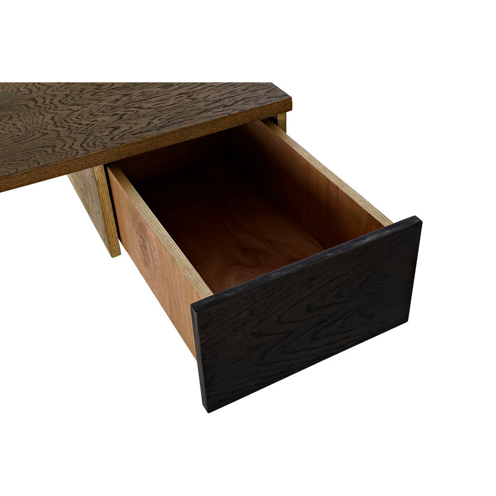 Desk DKD Home Decor Metal Oak Dark brown (140 x 60 x 77 cm)