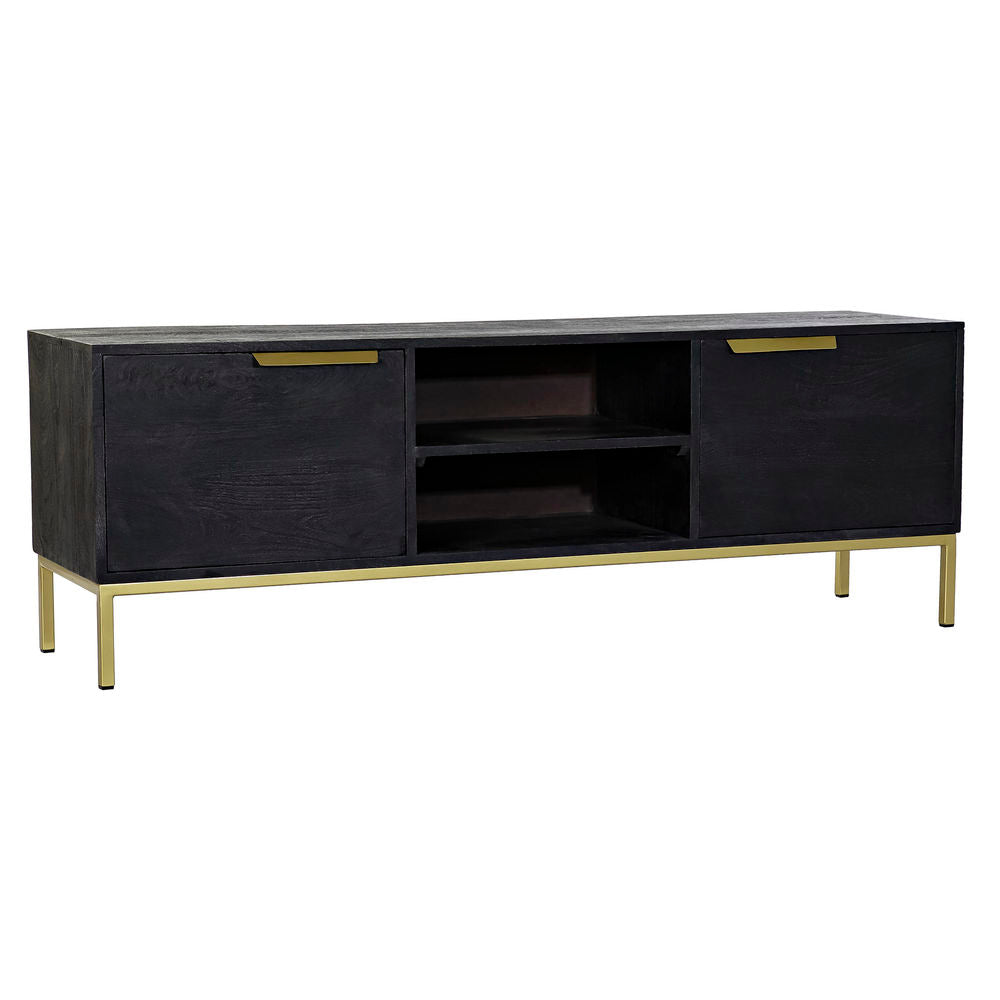 Mueble TV de diseño Home Decor Black Gold Metal Mango madera (147 x 40 x 51 cm) 