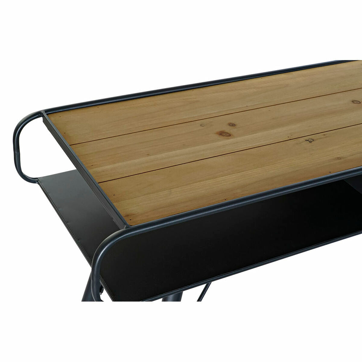 Console DKD Home Decor Noir Métal Sapin Marron Clair (120 x 38 x 78 cm)