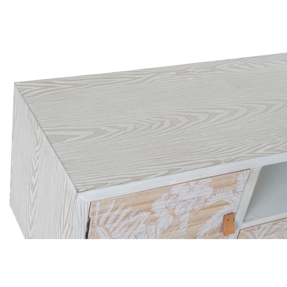 Meuble de télévision Design Tropical Home Decor Blanc Bois Bambou (140 x 40 x 51 cm)