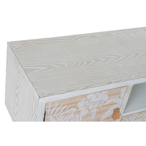 Meuble de télévision Design Tropical Home Decor Blanc Bois Bambou (140 x 40 x 51 cm)