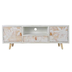 Meuble de télévision Design Tropical Home Decor Blanc Bois Bambou (140 x 40 x 51 cm)