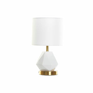 Lampe de bureau DKD Home Decor Blanc Polyester Métal Céramique 220 V Doré 50 W (20 x 20 x 37 cm)