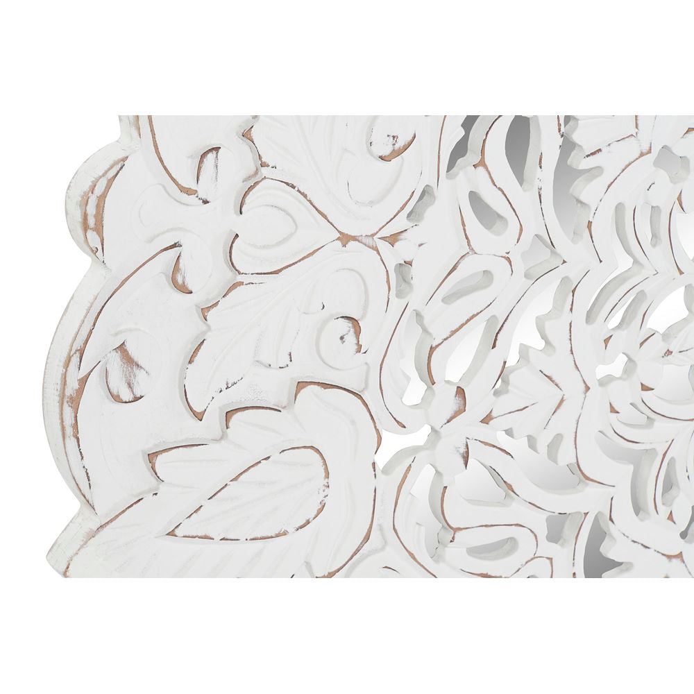 Décoration Murale Design Indien Cercle Miroir et Bois Blanc (90 x 2 x 90 cm)