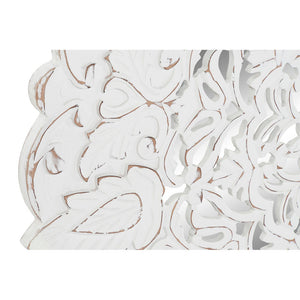 Décoration Murale Design Indien Cercle Miroir et Bois Blanc (90 x 2 x 90 cm)