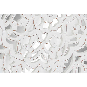 Décoration Murale Design Indien Cercle Miroir et Bois Blanc (90 x 2 x 90 cm)