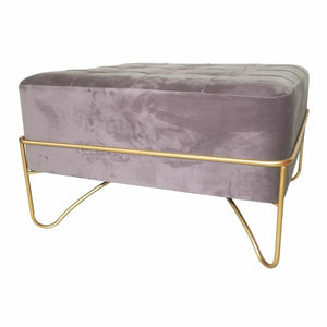 Banquette DKD Home Decor   Mousse Rose Doré Métal Polyester Velours Bois MDF (80 x 80 x 42 cm)
