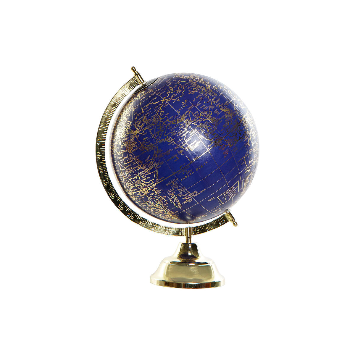 Globe Design Azul y Oro Home Decor Metal (27 x 25 x 36 cm)