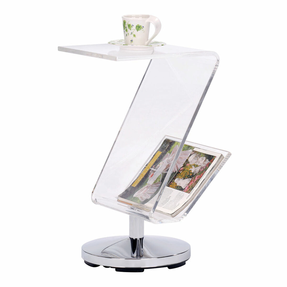 Table Porte-revues DKD Home Decor Transparent Acrylique Métal Argenté (30 x 33 x 55 cm)