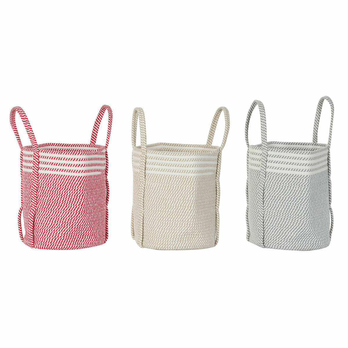 Panier DKD Home Decor Coton Boho (3 pcs) (30 x 30 x 34 cm)