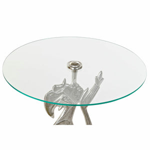 Table d'appoint DKD Home Decor Transparent Aluminium Verre Argenté (46 x 46 x 72 cm)