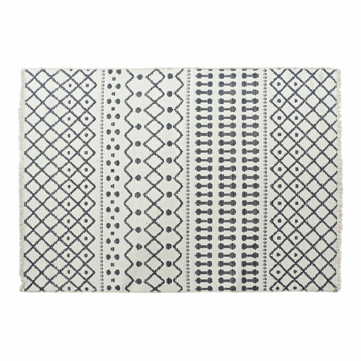Tapis DKD Home Decor Blanc Polyester Coton Gris foncé (200 x 290 x 1 cm)