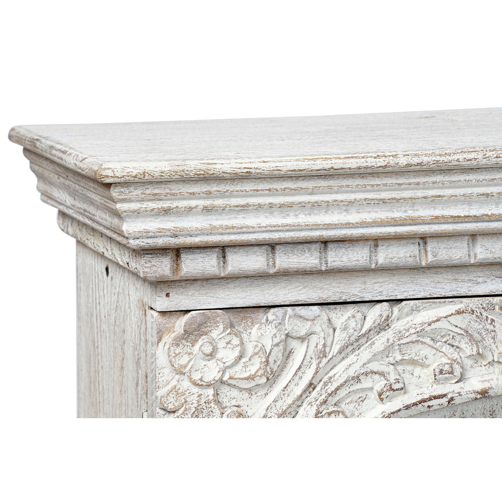 Meuble de télévision Traditionnel Home Decor Blanc Métal Bois de manguier (160 x 40 x 65 cm)