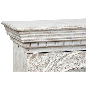 Meuble de télévision Traditionnel Home Decor Blanc Métal Bois de manguier (160 x 40 x 65 cm)