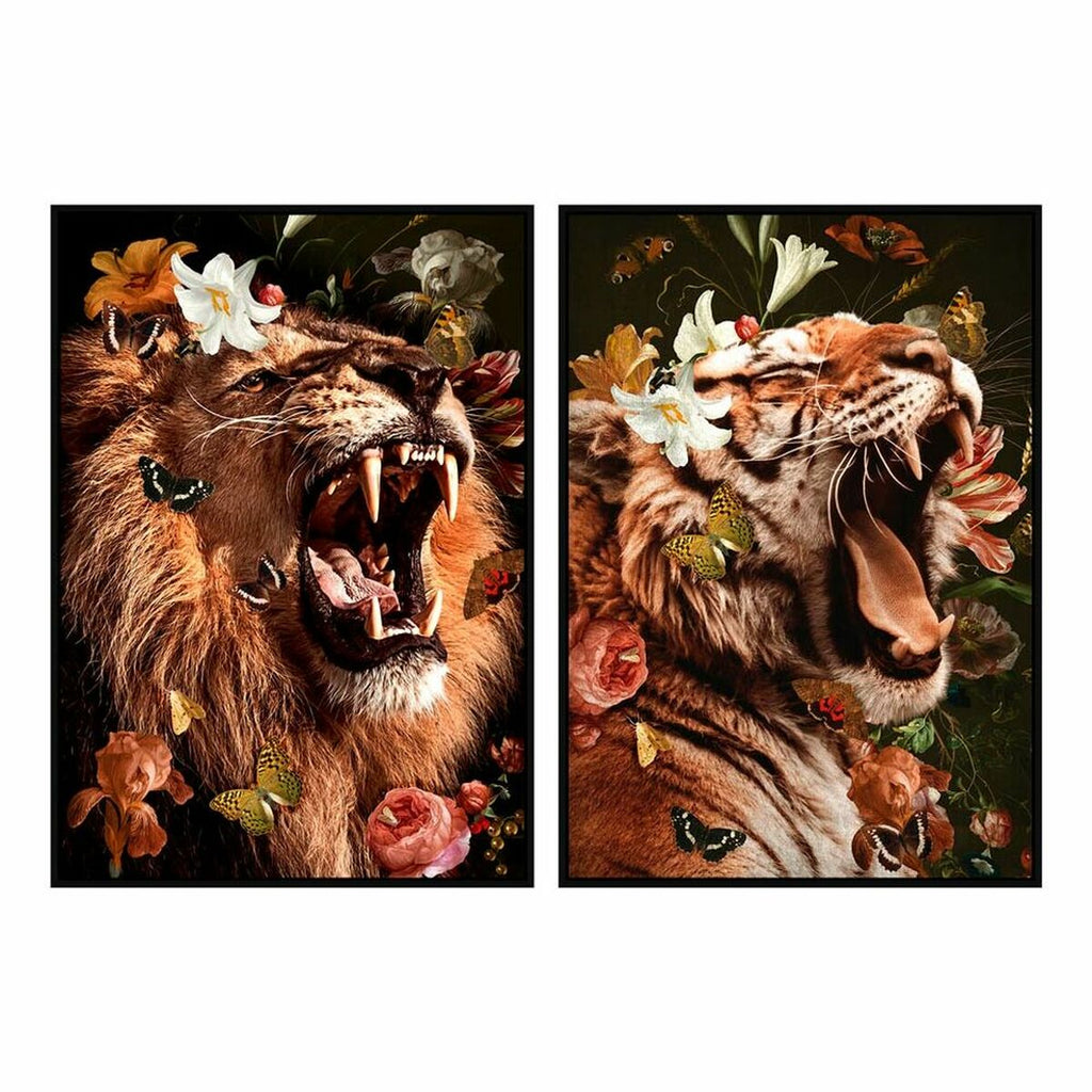 Grands Cadres Lion et Tigre Jungle (83 x 4,5 x 123 cm) (2 Unités)