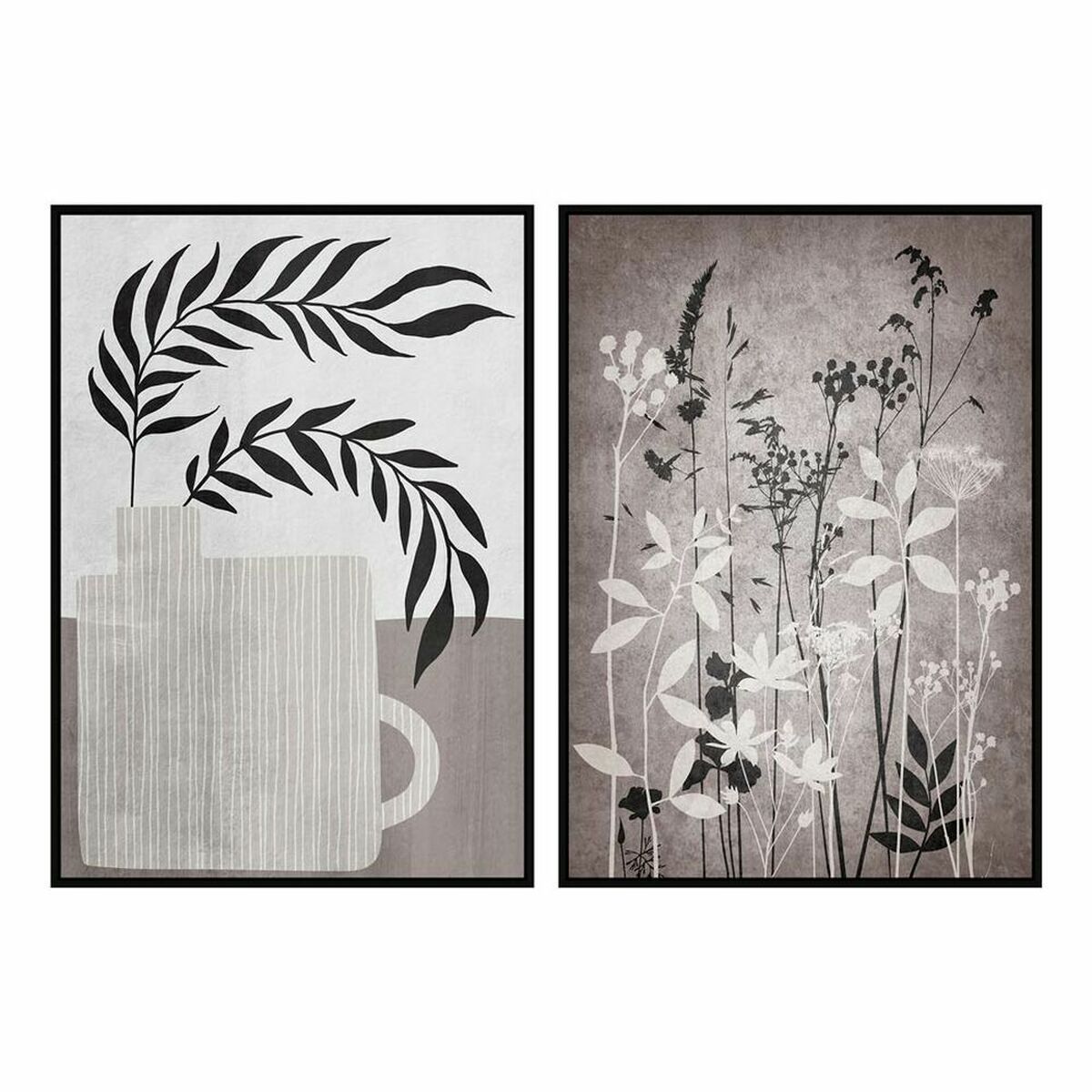Cadre DKD Home Decor Moderne Feuille d'une plante (53 x 4,5 x 73 cm) (2 Unités)