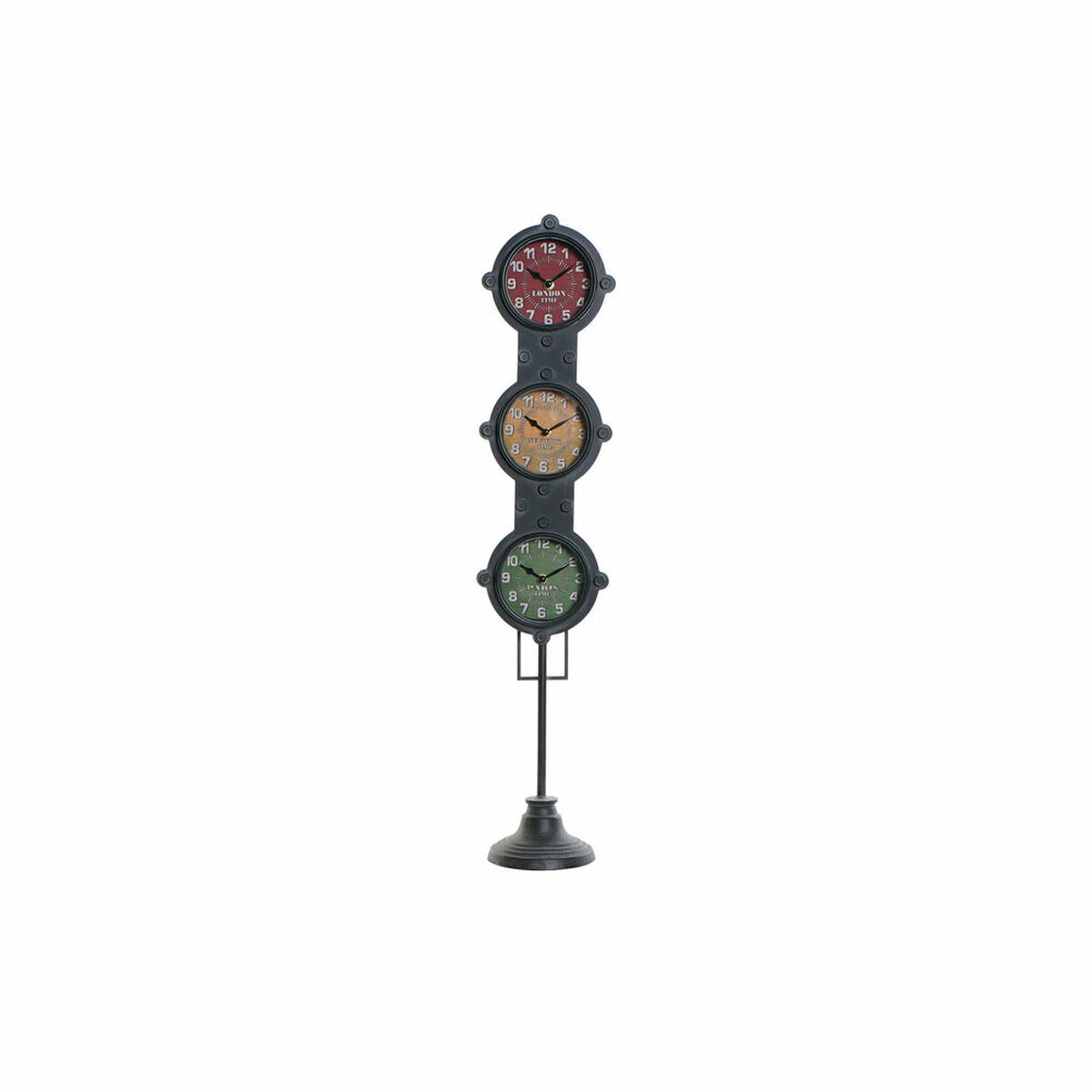Horloge de Table Design Feu Tricolore Vintage en Fer (18 x 14.5 x 88 cm)