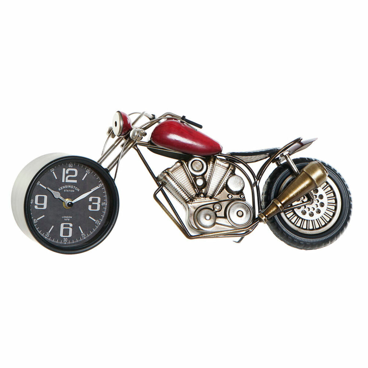 Horloge de table Moto Vintage Home Decor Verre Rouge Fer (46 x 14.5 x 20 cm)