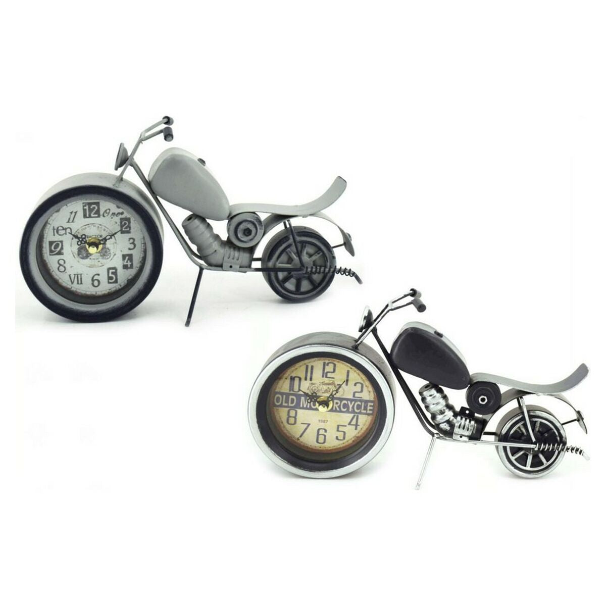 Horloge de table Motard Home Decor Noir Gris Fer (29.5 x 7.5 x 17 cm) (2 pcs)