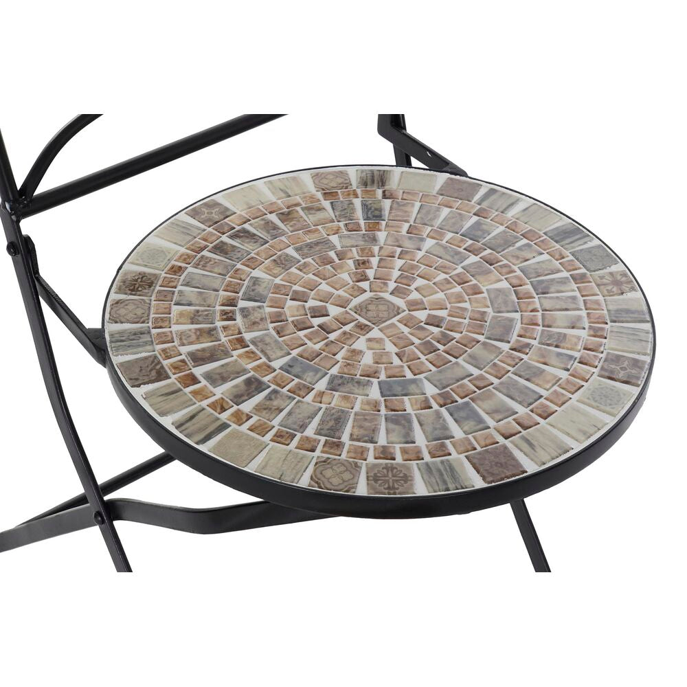 Chaise de jardin Design Mosaïque Home Decor Céramique Noir Forge (42 x 50 x 90 cm)