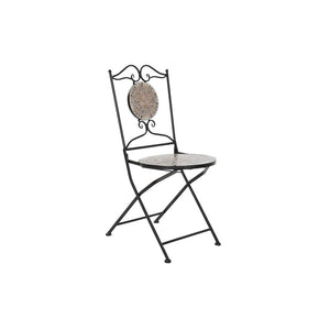 Chaise de jardin Design Mosaïque Home Decor Céramique Noir Forge (42 x 50 x 90 cm)