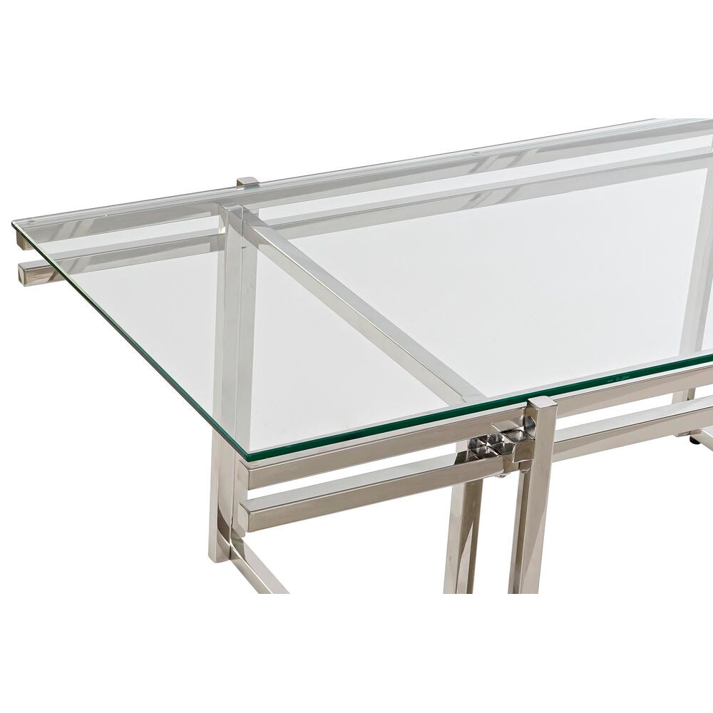 Table Basse Rectangulaire en Verre et Acier Argenté Home Decor (120 x 60 x 45 cm)