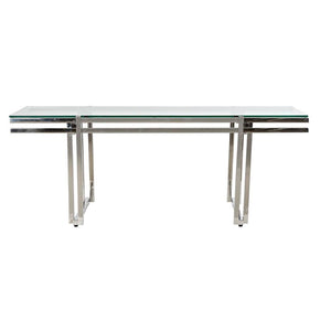 Table Basse Rectangulaire en Verre et Acier Argenté Home Decor (120 x 60 x 45 cm)
