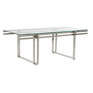 Table Basse Rectangulaire en Verre et Acier Argenté Home Decor (120 x 60 x 45 cm)