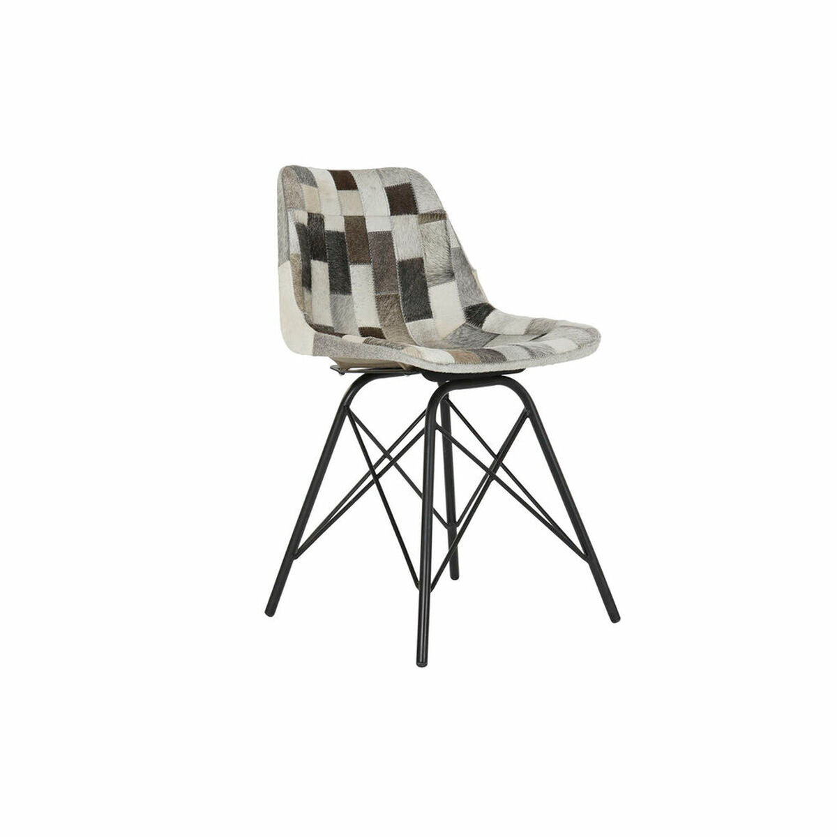 Chaise de Salle à Manger Design Loft Home Decor Noir Métal Cuir (45.5 x 52 x 79 cm)