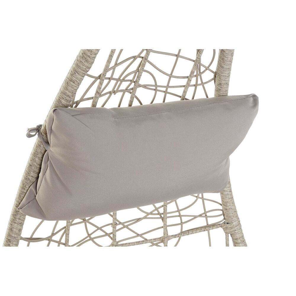Chaise de jardin Design Lune Suspendue Home Decor Métal Polyester rotin synthétique Gris clair (82 x 75 x 125 cm)