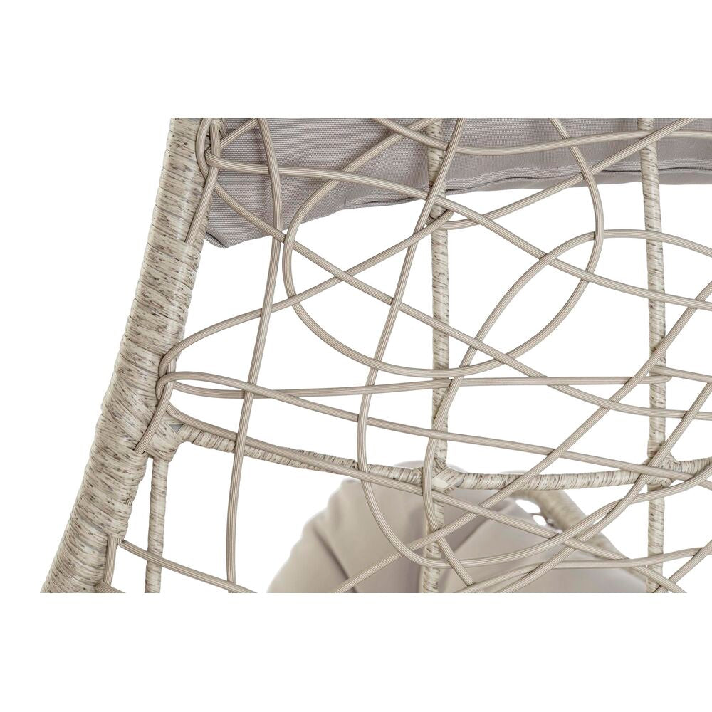 Silla de Jardín de Diseño Moon Colgante Decoración del Hogar Metal Poliéster Ratán Sintético Gris Claro (82 x 75 x 125 cm) 