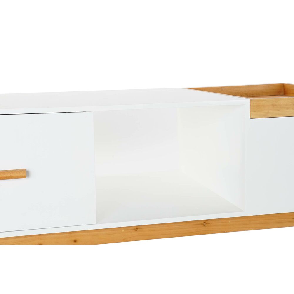 Mesa de centro escandinava con tapa Home Decor blanca y madera (120 x 60 x 46 cm) 