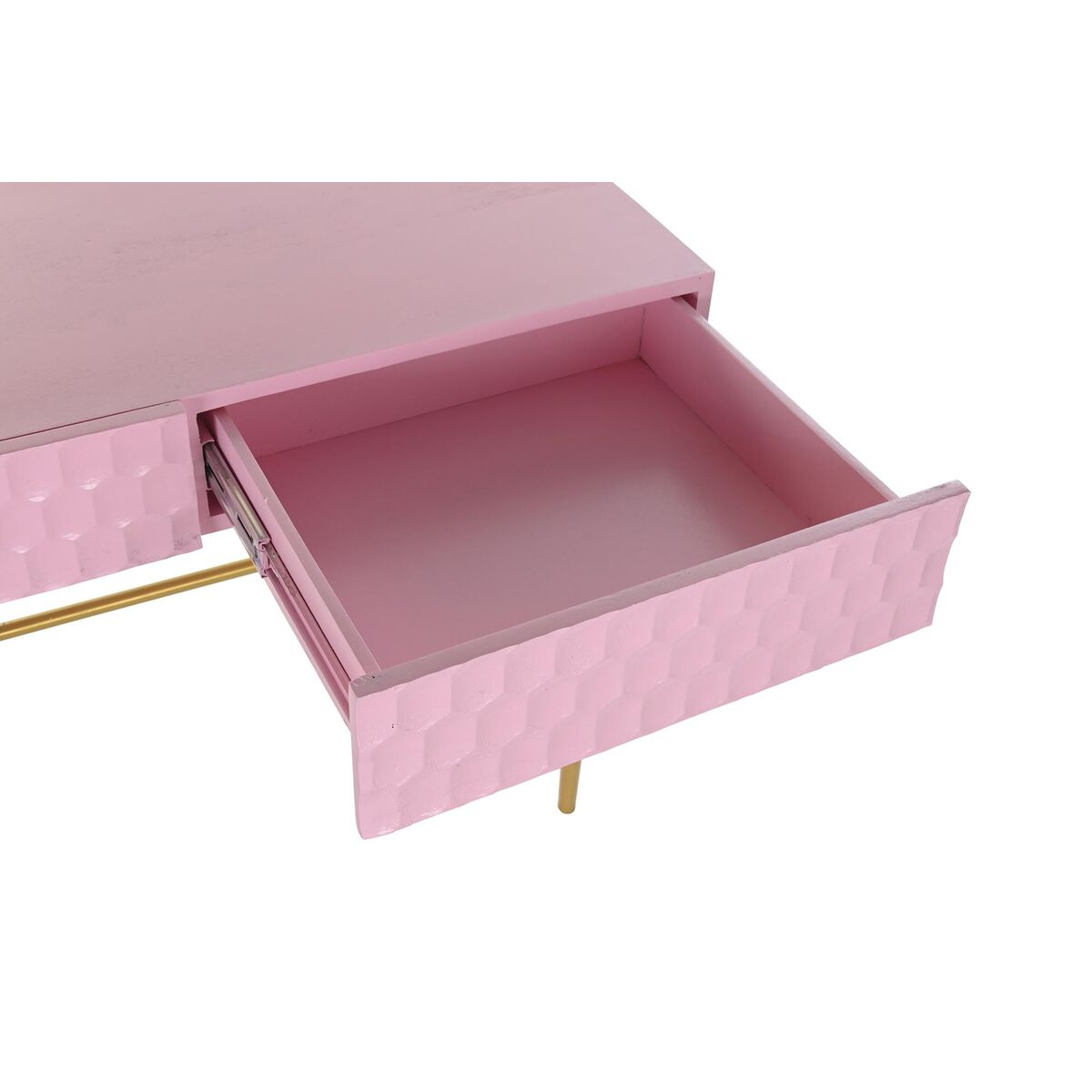 Consola Diseño Moderno Rosa y Dorado Home Decor Metal Mango Madera (90 x 45 x 74 cm) 