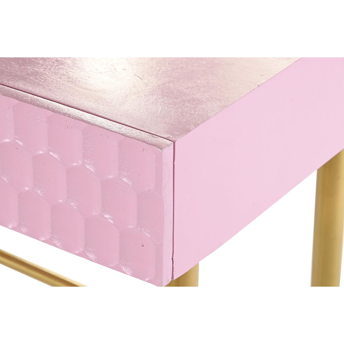 Consola Diseño Moderno Rosa y Dorado Home Decor Metal Mango Madera (90 x 45 x 74 cm) 
