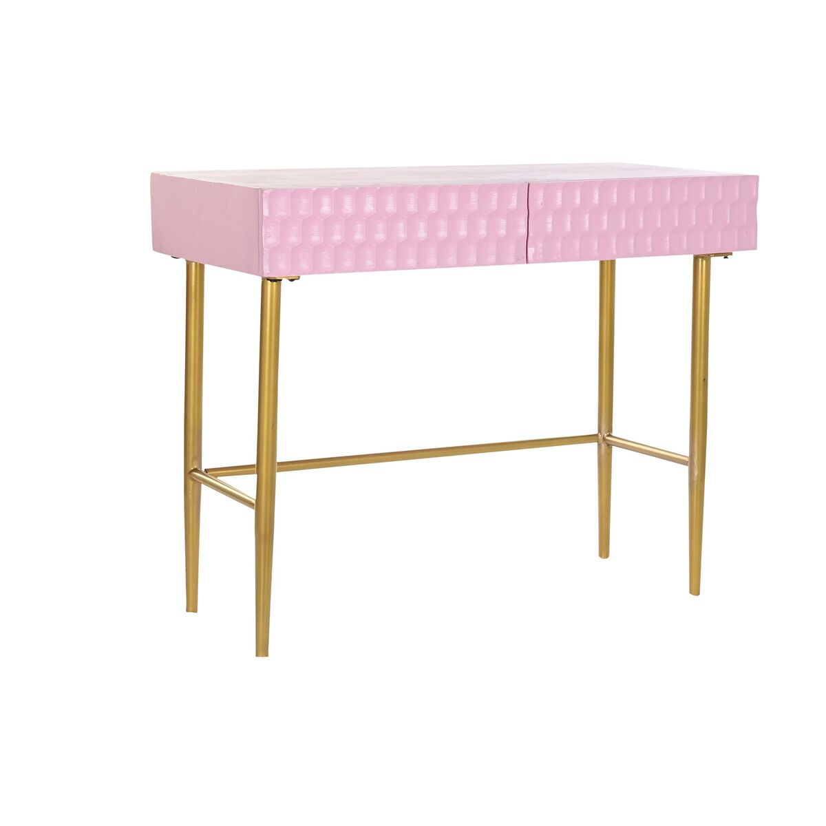 Console DKD Home Decor Pink Golden Metal Mango wood Modern (90 x 45 x 74 cm)