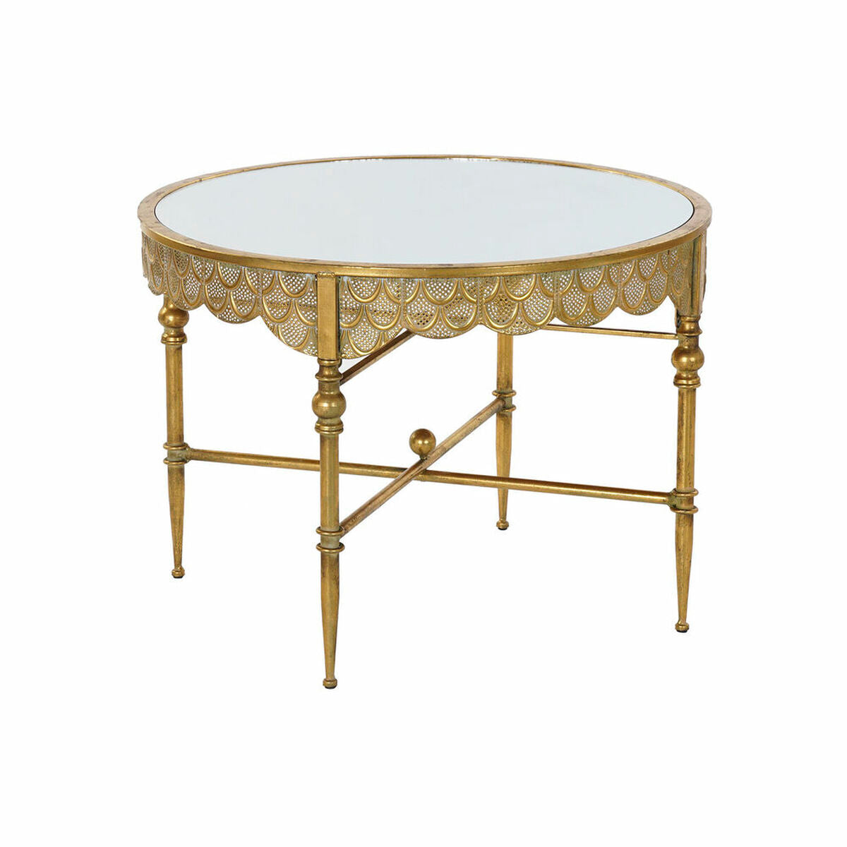Table d'Appoint Design Arabe en Métal Cuivré et Miroir Home Decor (62 x 62 x 44 cm)