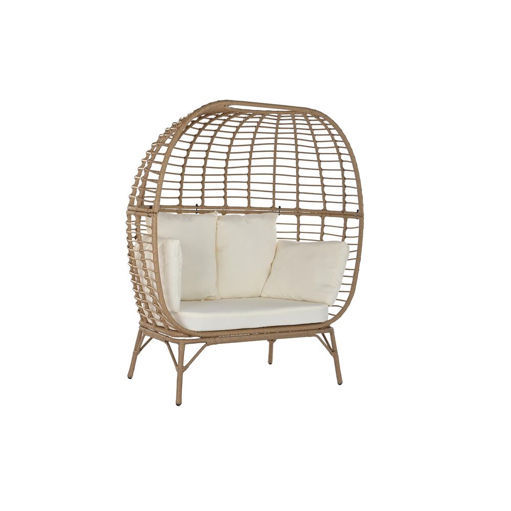 Fauteuil de jardin Cocooning Home Decor Marron Polyester rotin synthétique Acier Blanc (130 x 68 x 150 cm)