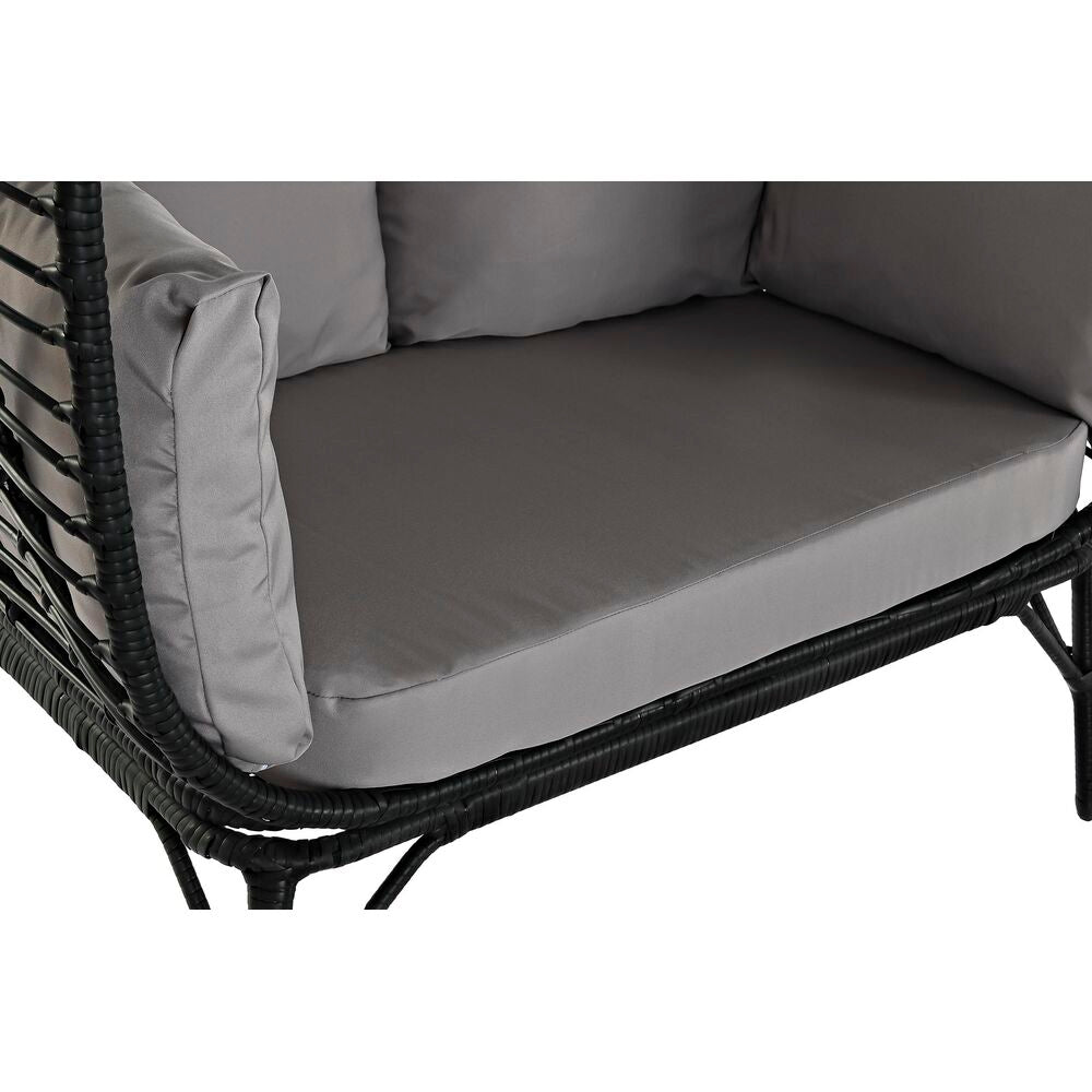 Oeuf Design Garden Armchair on Feet for 2 People Black and Gray Synthetic Rattan