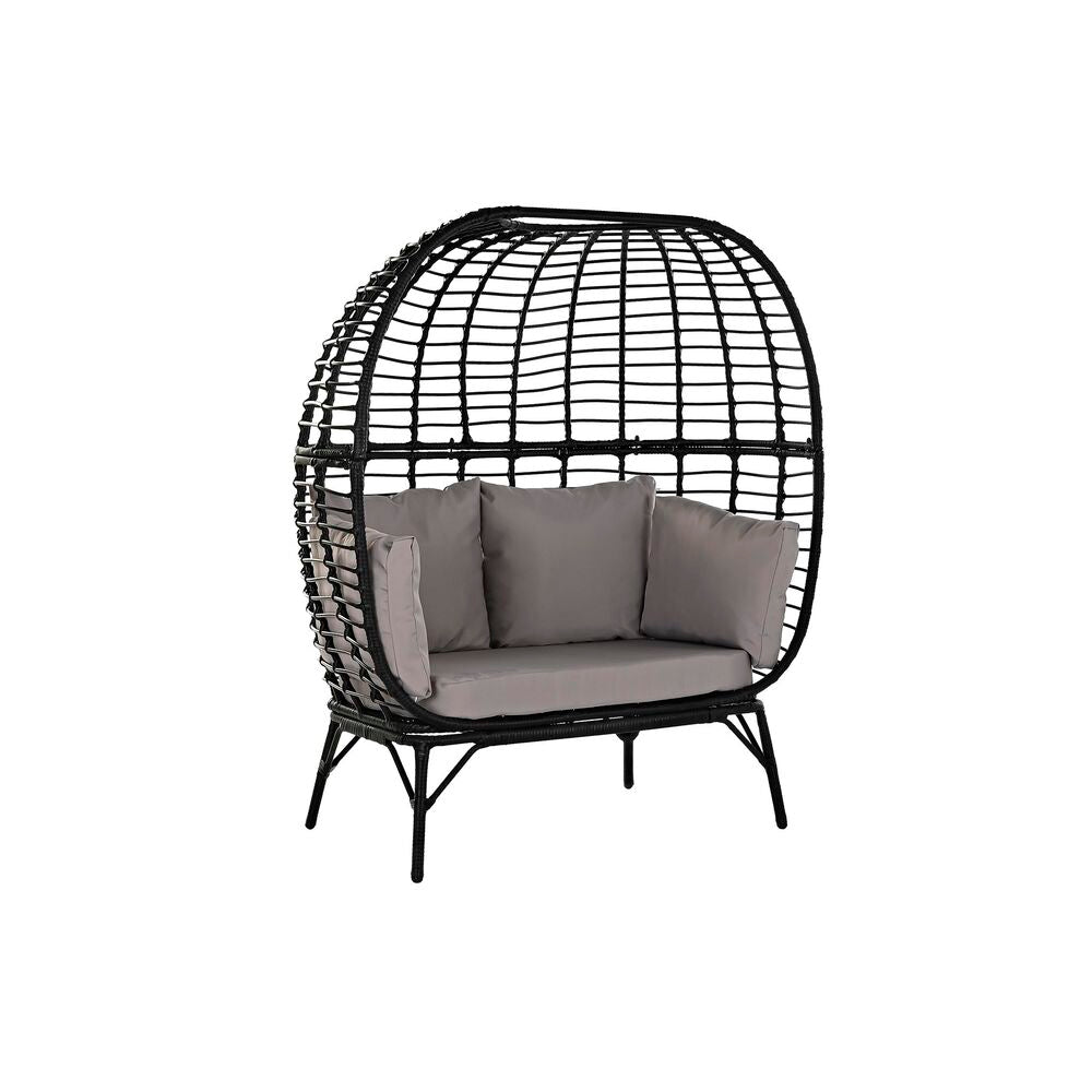 Fauteuil de jardin Design Oeuf sur Pieds 2 Personnes Noir et Gris Home Decor rotin synthétique Acier (130 x 68 x 146 cm)
