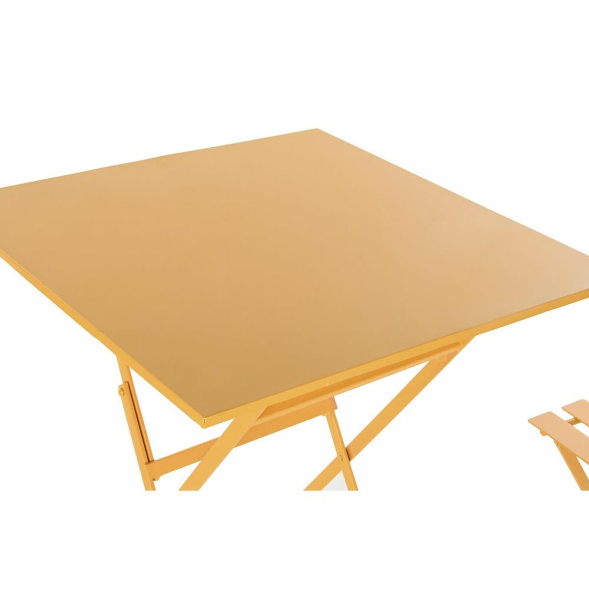 Ensemble Table de Jardin + 2 Chaises Design Home Decor Moutarde Métal (60 x 60 x 75 cm)
