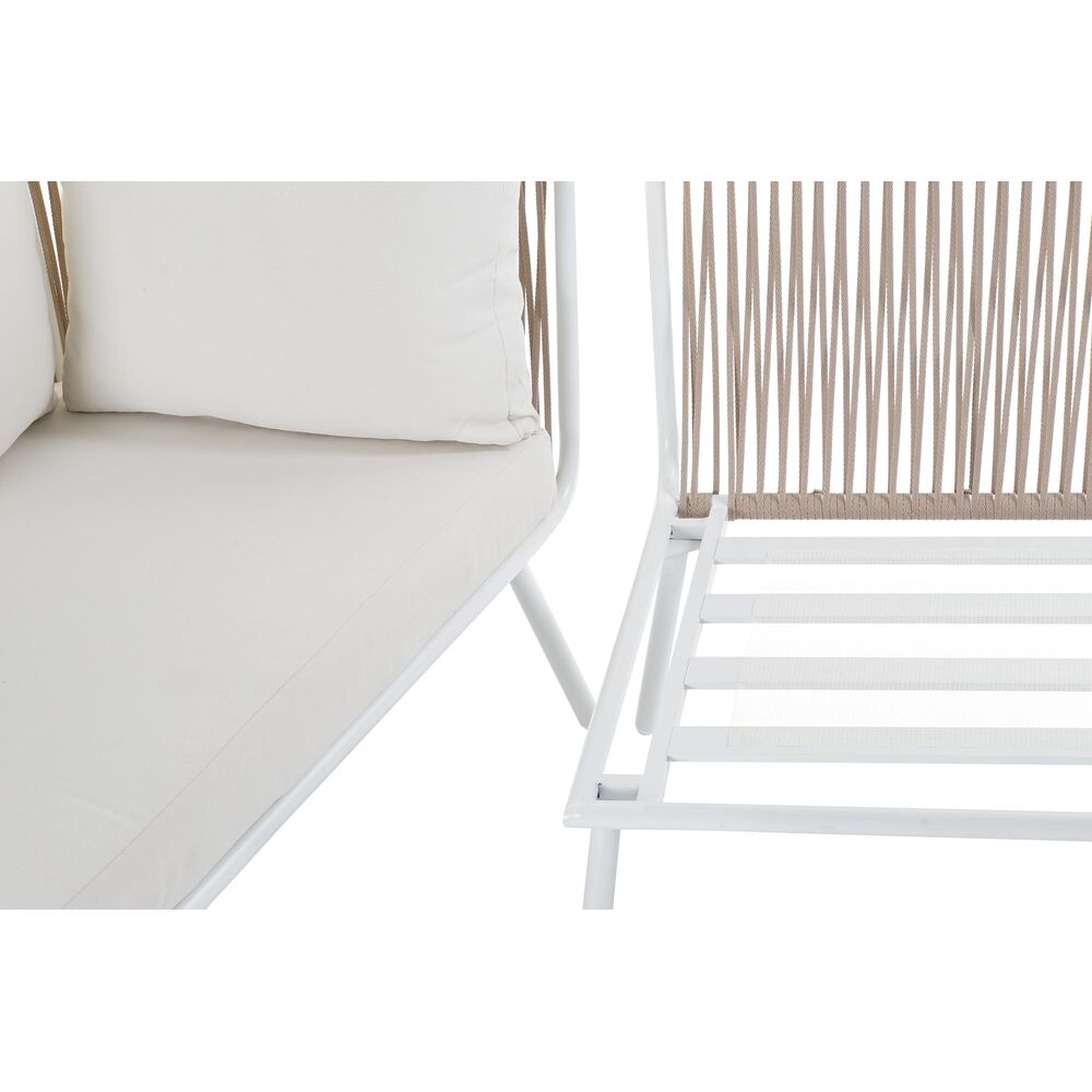 Sofá de jardín Diseño contemporáneo Decoración para el hogar Cuerda de poliéster beige Aluminio (196 x 75 x 68,5 cm) 