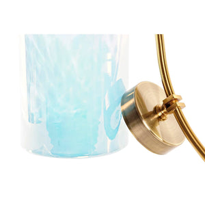 Vase DKD Home Decor Crystal Blue Golden Metal Mediterranean (19 x 15 x 33 cm) (Ø 14 cm)