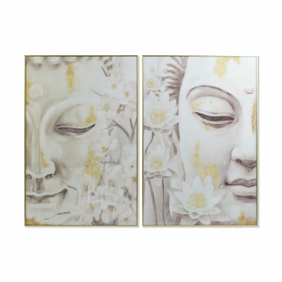 Cadres Muraux Bouddha Blanc et Doré Home Decor (80 x 4 x 120 cm) (2 Unités)