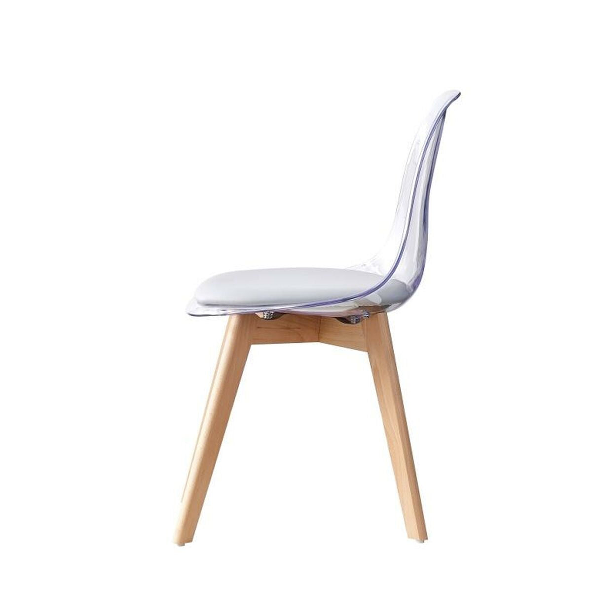 Chaise Design Scandinave Transparente avec assise Grise Home Decor Gris Bois et Polycarbonate (54 x 47 x 81 cm)