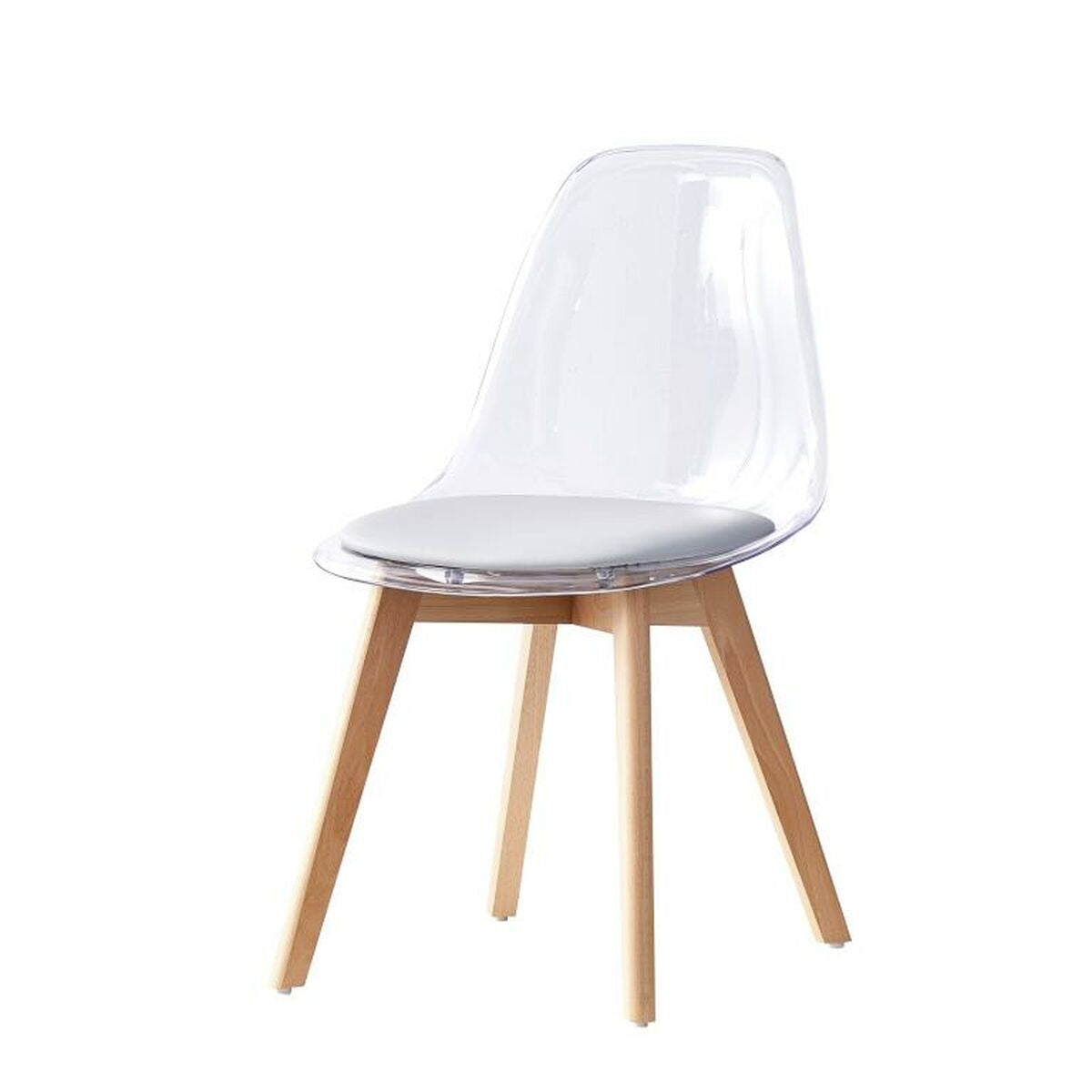 Chaise Design Scandinave Transparente avec assise Grise Home Decor Gris Bois et Polycarbonate (54 x 47 x 81 cm)