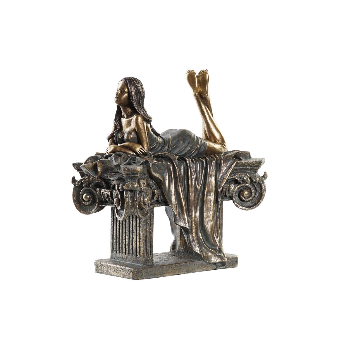Figurine Décorative Design Femme Néoclassique Home Decor Cuivre Résine (30,5 x 15,5 x 28,5 cm)