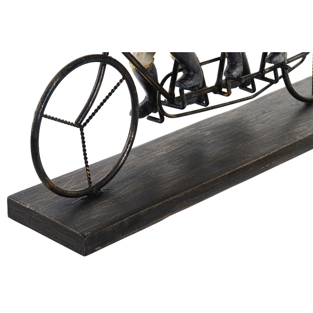 Figurine Décorative Design Home Decor Singes sur un Tricycle Noir Doré Métal Résine Colonial (40 x 9 x 31 cm)