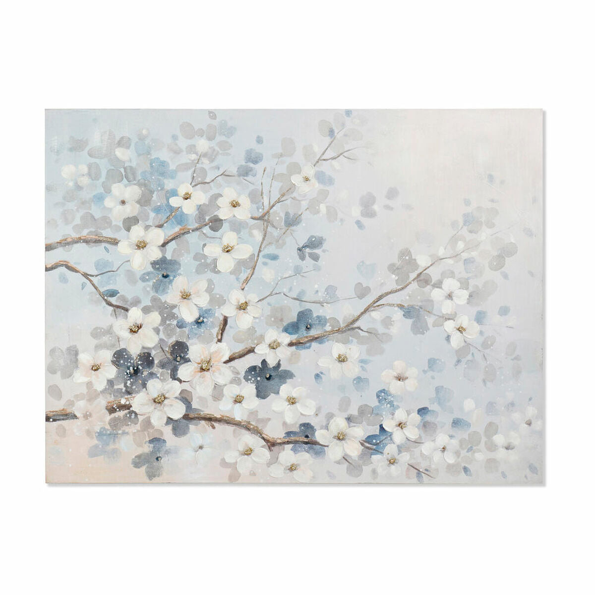 Grand Cadre Mural Cerisier Japonais Blanc et Bleu