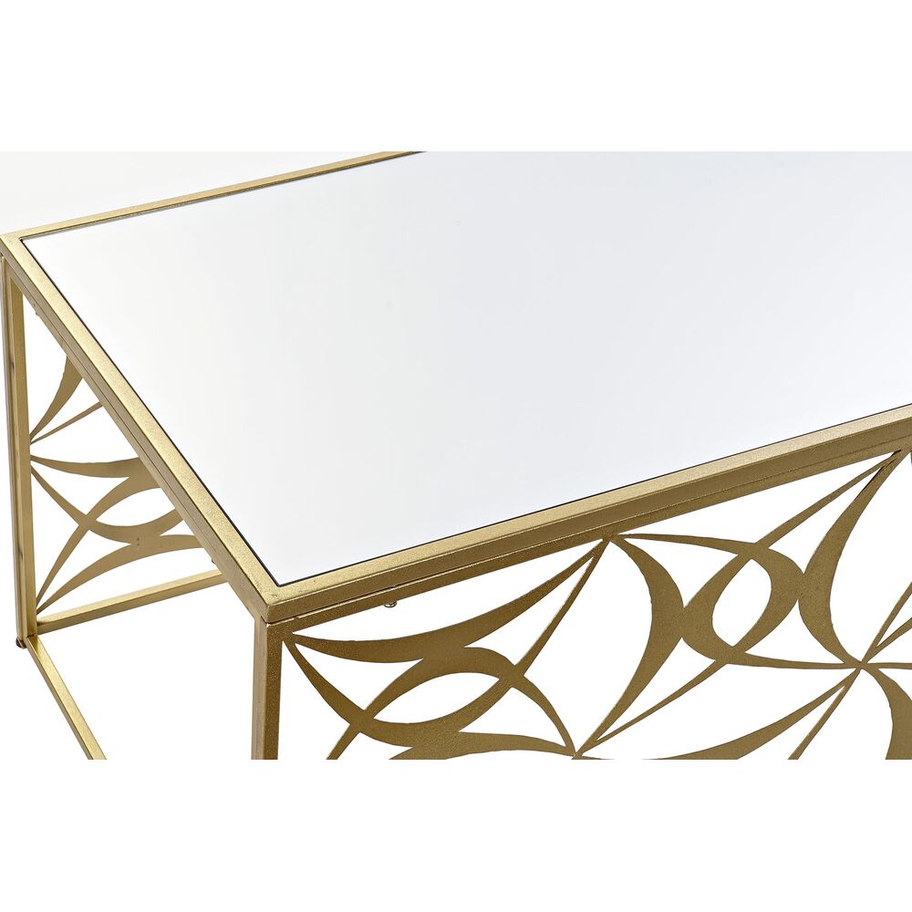 Table Basse Design Oriental Dorée Miroir Métal (110 x 60 x 46 cm)
