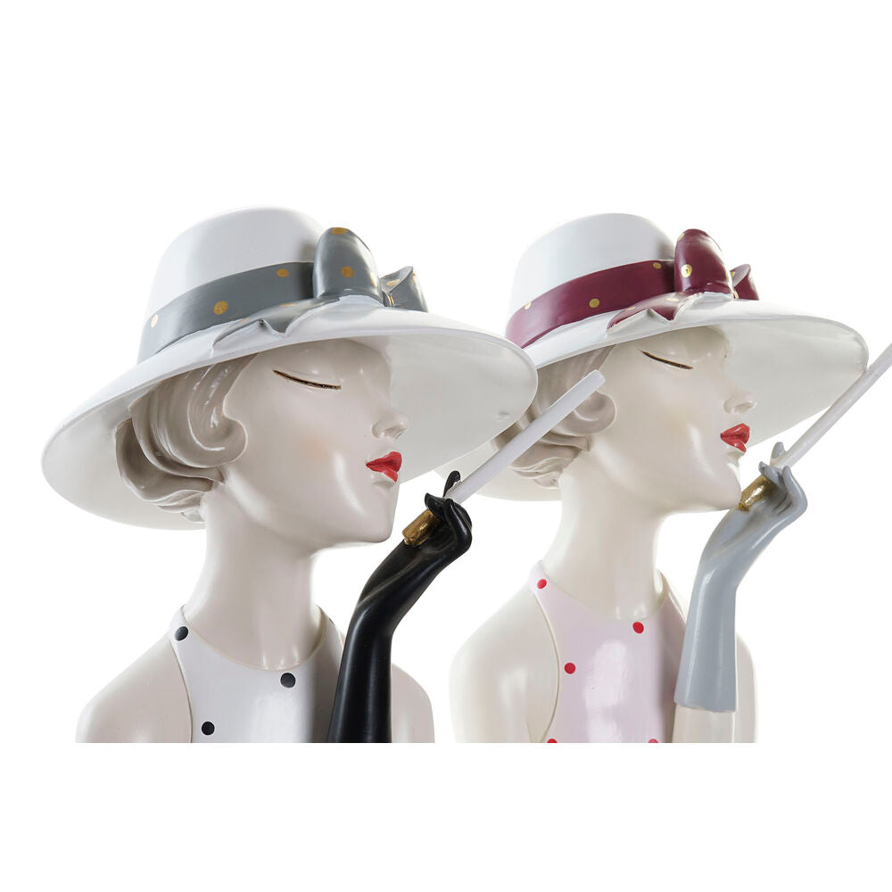 Figura Decorativa DKD Home Decor Resina Rosa Blanco Fashion Girls (18,5 x 15 x 31 cm) (2 Uds)